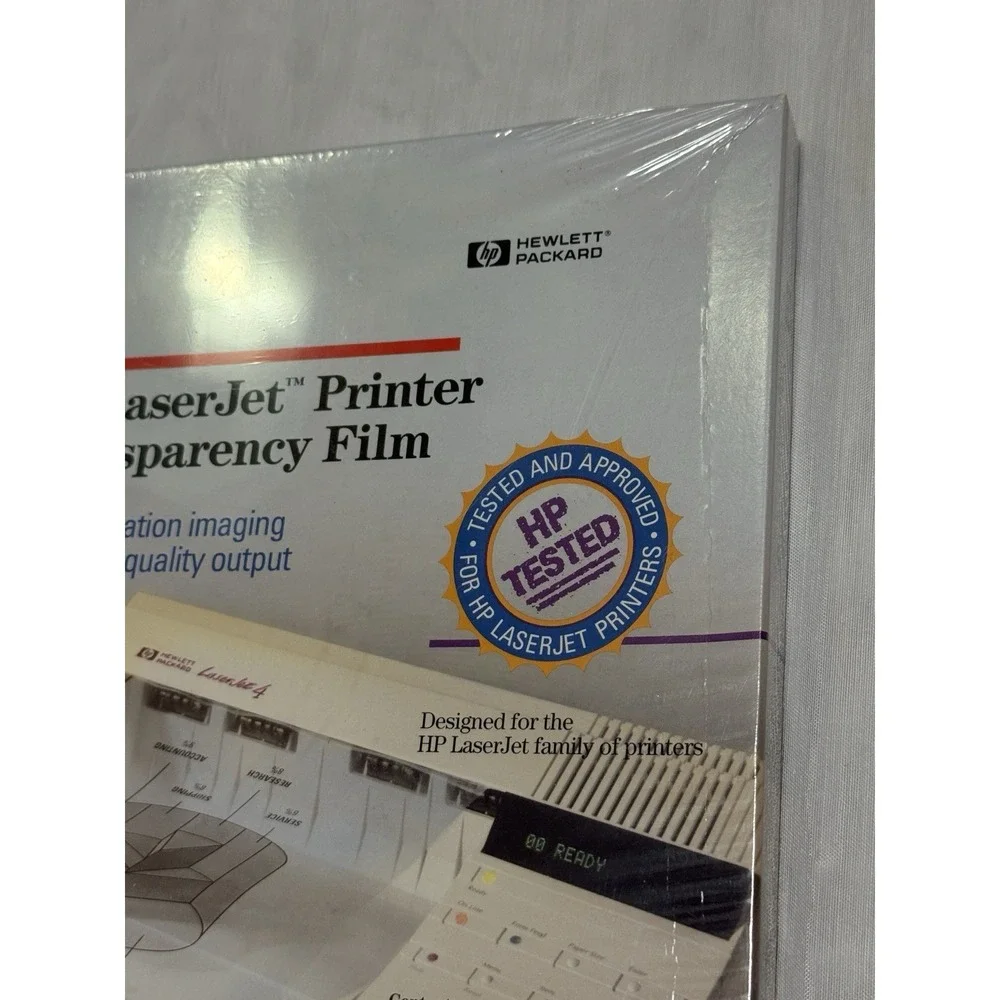 New HP LaserJet Printer Transparency Film HP Tested 50ct 8.5 x 11 In 92296T